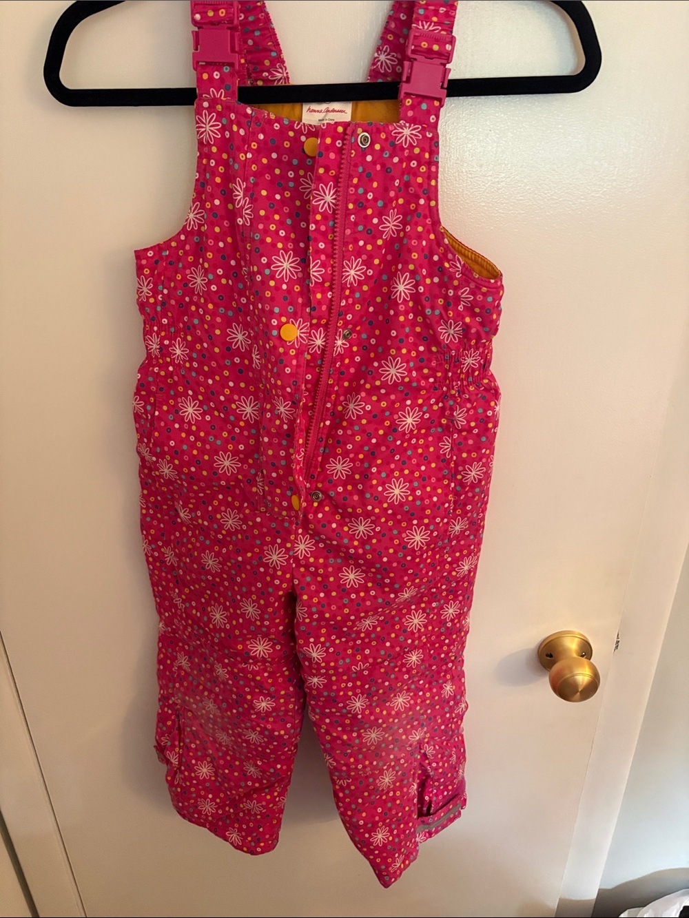 Hannah Anderson Pink Floral Snow Bib Overalls